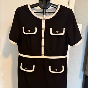 Elegant Black and White Button-Front Dress